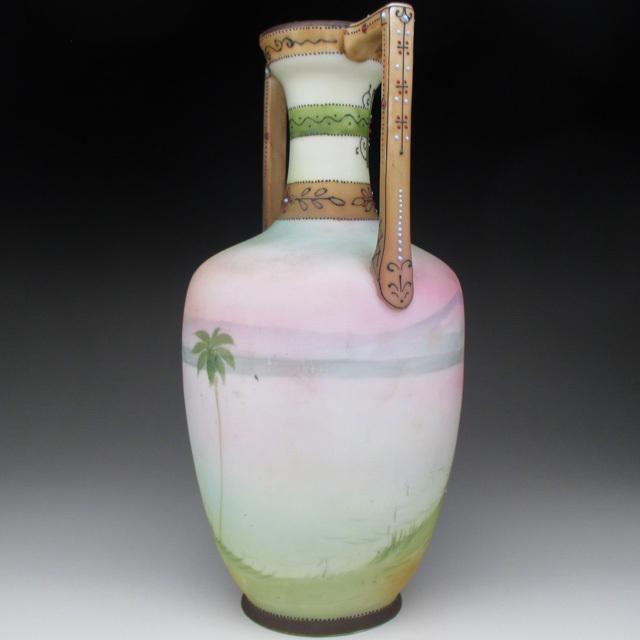 ノリタケ オールドノリタケ 盛り上げエジプト風景絵 花瓶 23cm
