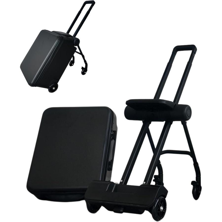 Dudode 子供が乗れるキャリーケース 白×黒 子供が乗れる キャリー