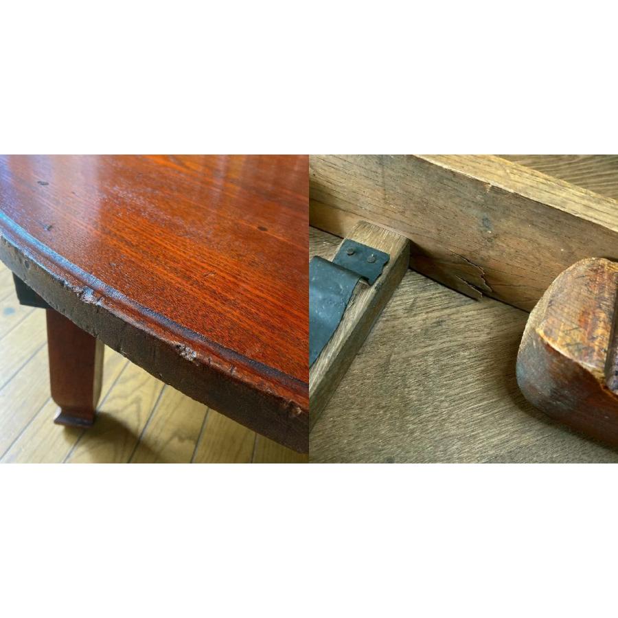 雰囲気の良い古い木製丸テーブル ちゃぶ台 天然木 古家具 古民家