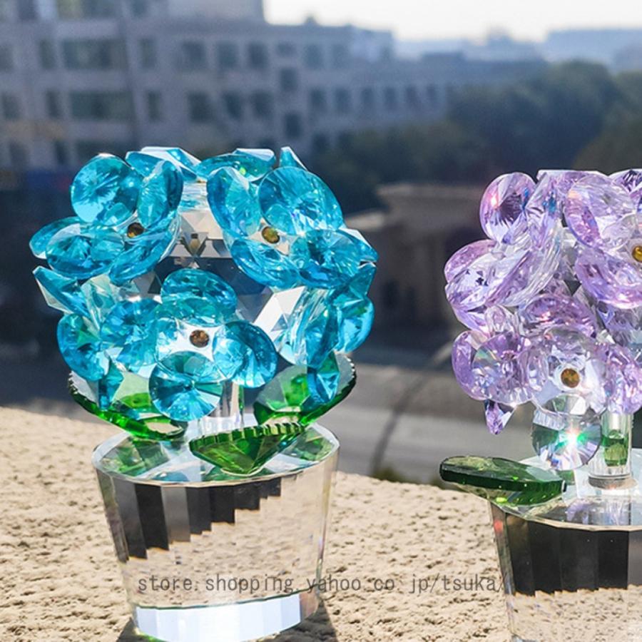 ガラスの花の置物 クリスタルフラワーオーナメント ミニクリスタル