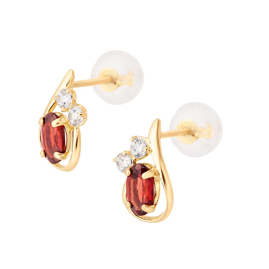 ジュエリーツツミ K18イエローゴールドアルマンダインガーネットピアス