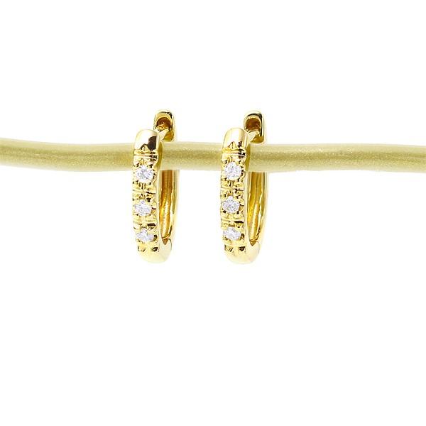 ジュエリーツツミ K10イエローゴールド ダイヤモンド ピアス フープ 中