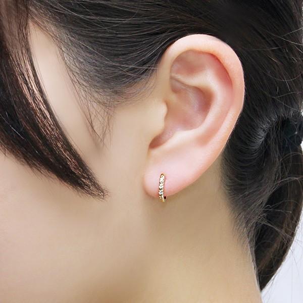 ジュエリーツツミ K10イエローゴールド ダイヤモンド ピアス フープ 中