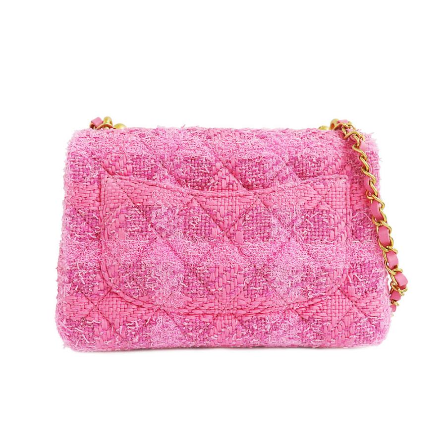 CHANELシャネル ミックスツイード ブローチ ピンク ワインレッド