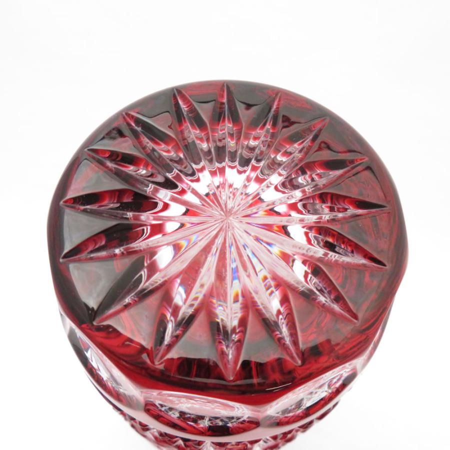 Meissen】マイセン クリスタル 赤フラワーベース 花瓶 ☆難あり！