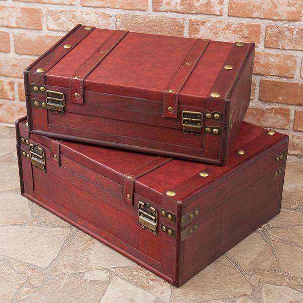 トランク 2個セット 収納ボックス 収納箱 おしゃれ 木製 置き物