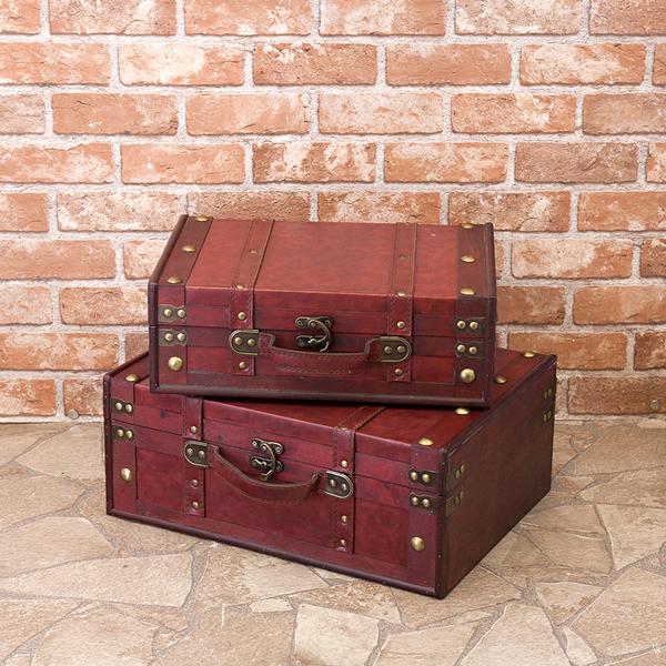 トランク 2個セット 収納ボックス 収納箱 おしゃれ 木製 置き物