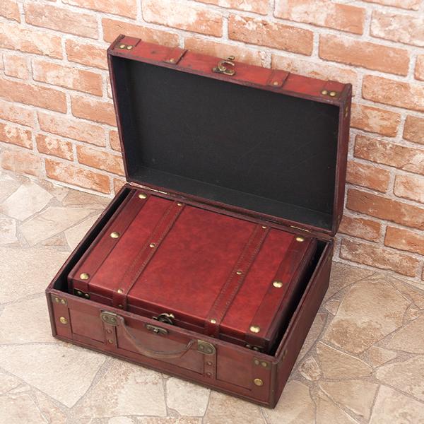 トランク 2個セット 収納ボックス 収納箱 おしゃれ 木製 置き物