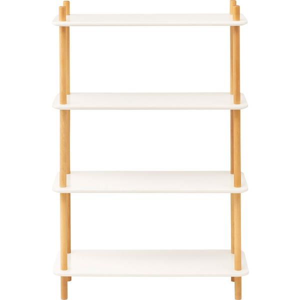 東谷 ラック 棚 収納 4段 白 ホワイト 木製 脚 支柱 飾り棚 オープン