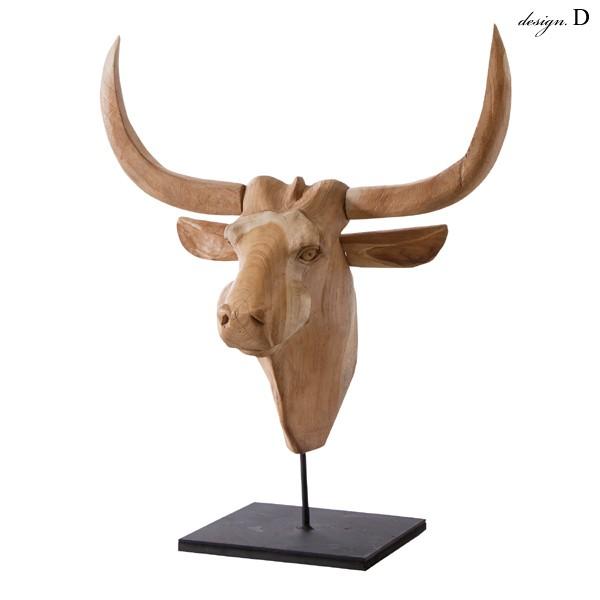 東谷 ハンティングトロフィー 木製 鹿 動物 首 頭 サイ トナカイ 牛