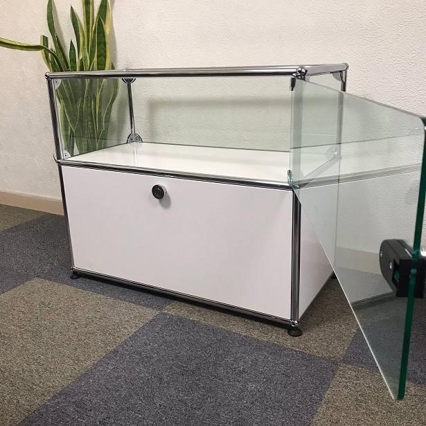 USM USM Haller ハラーシステム 1列2段キャビネット ガラス扉 ピュア