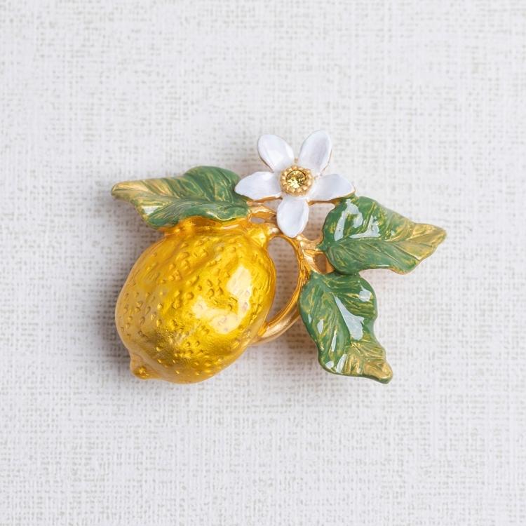 帯留め アンティーク風 数-SUU- レトロ レモン イエローゴールド系