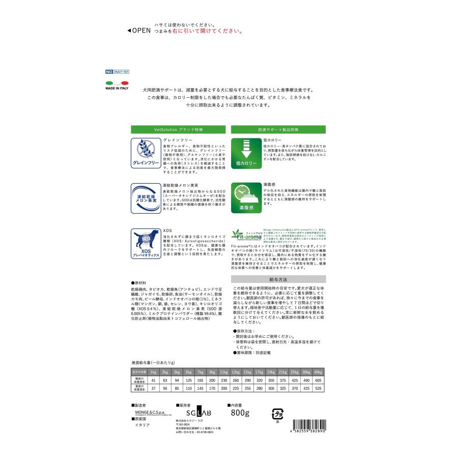 VetSolution 犬用 肥満サポート 3kg Monge 療法食 肥満 CANINE OBESITY