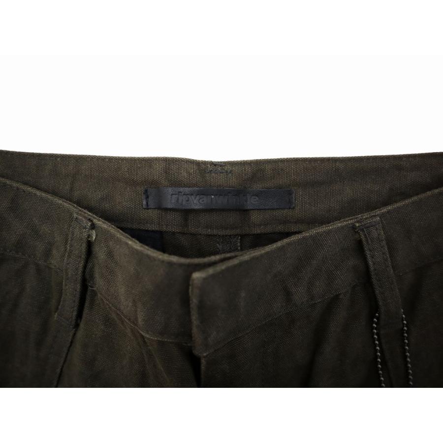 RIPVANWINKLE 4 コーティングサルエルパンツ オリーブ ストレッチ