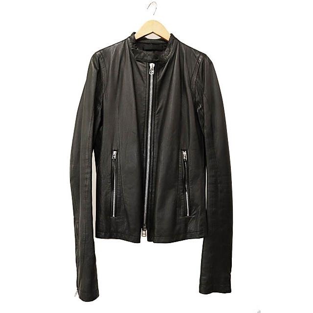 エカム EKAM シープスキン 羊皮 シングル ライダース ジャケット L 黒