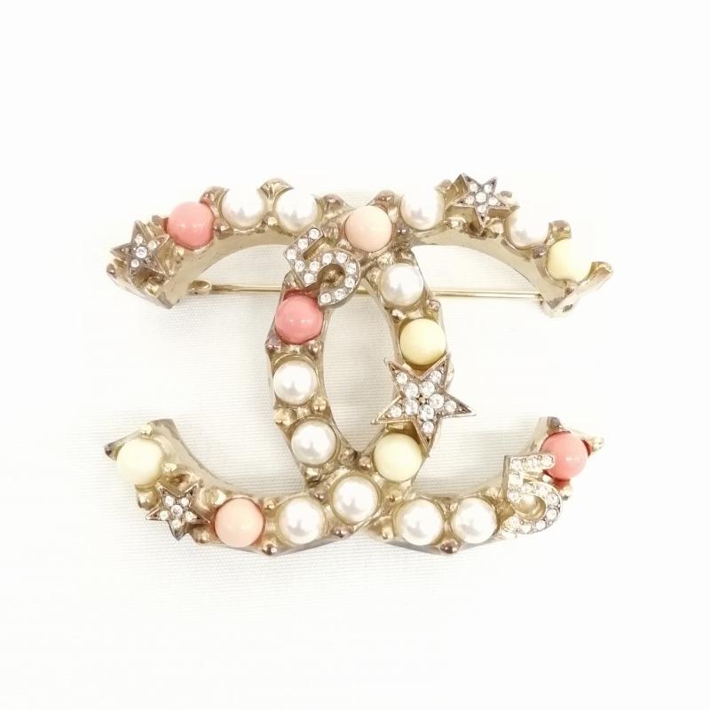 CHANEL ココマーク ビジュー ゴールド ブローチ コサージュ