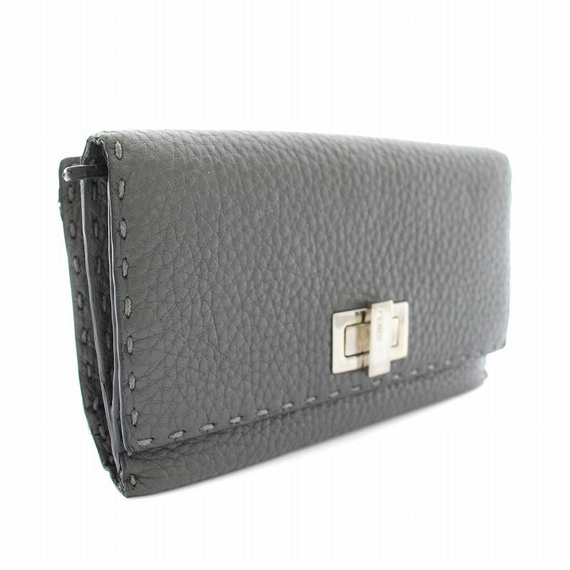 ⭐️美品⭐️FENDI グレー お買い得品 レザー 折りたたみ財布