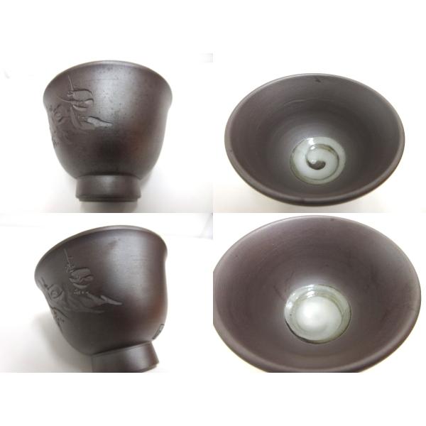 俊峯 作 萬古焼 茶器揃 茶碗 急須 湯さまし 7点セット 茶系 煎茶道具