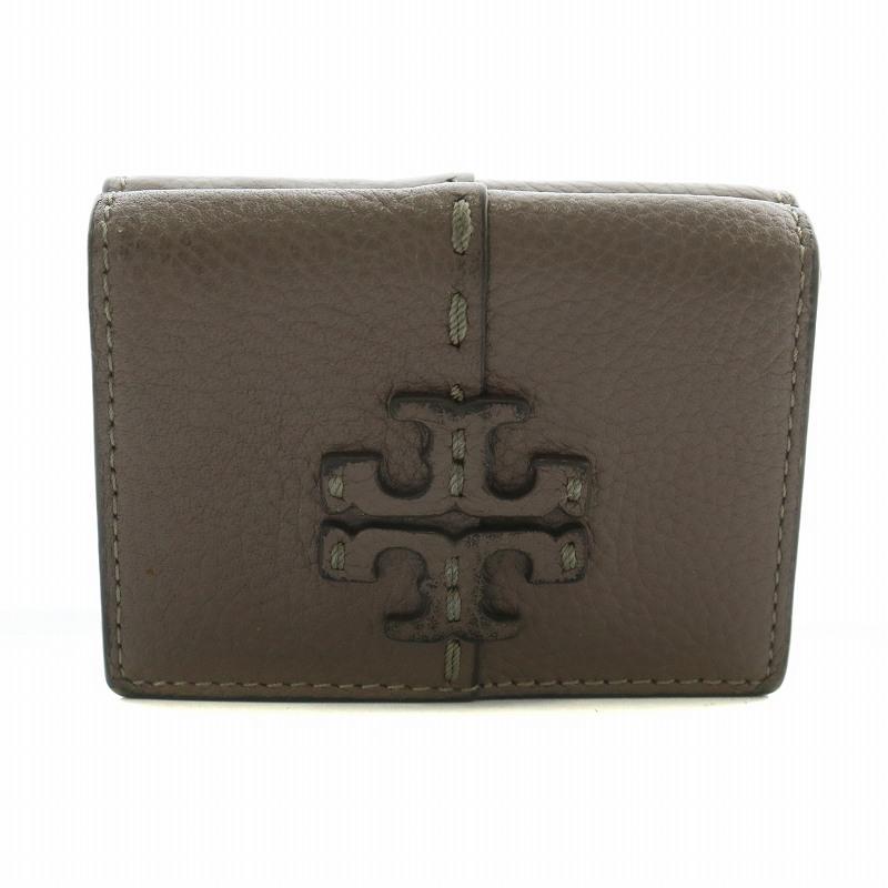 TORY BURCH（トリーバーチ） 財布 三つ折り レザー Wホック ロゴ 茶色