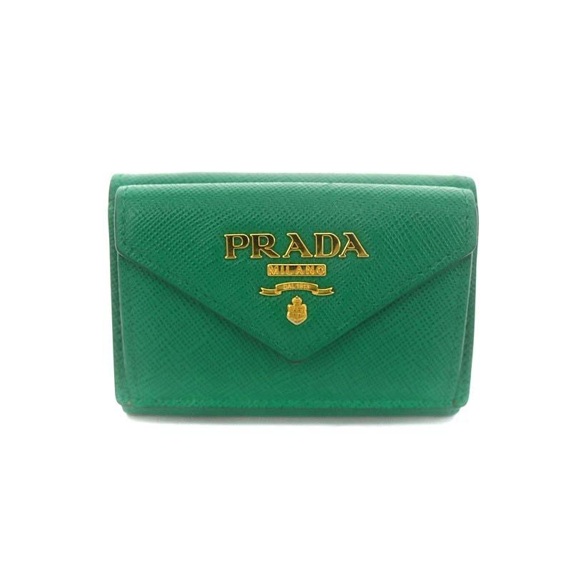 プラダ三つ折り財布 PRADA折財布グリーン グリーン（緑）系 PRADA