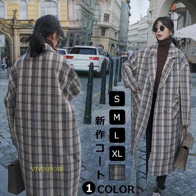 グレンチェック レディース チェスターコート 千鳥柄 アウター ロング