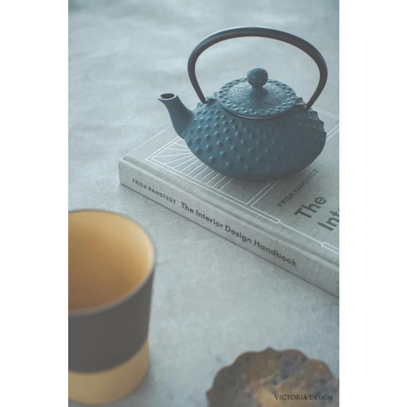 急須 鉄瓶 南部鉄器 平アラレ(ダマン青)/ モダン 内面ホーロー加工