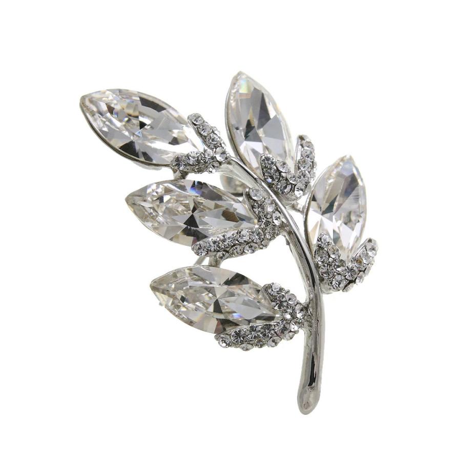 ヴァンテーヌ クリスタルブローチ リーフ モチーフ ジュエリー
