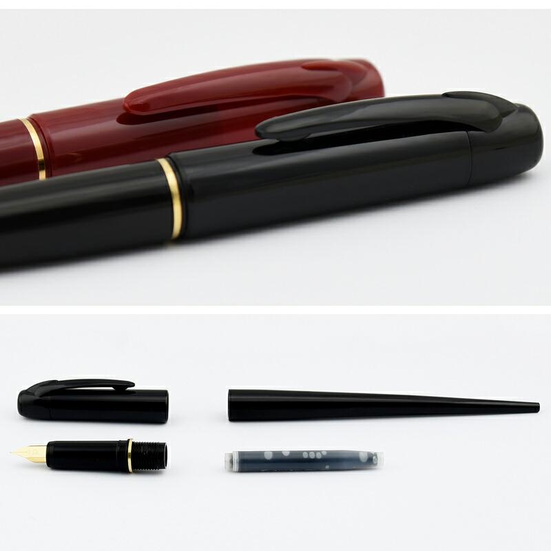 プラチナ万年筆 PLATINUM デスクペン 万年筆 ブラック/レッド EFサイズ