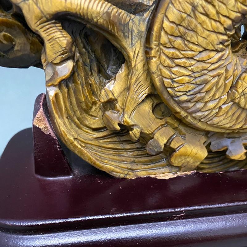 天然石彫刻置物 タイガーアイ 龍 台座付き : 陽和堂 - 通販 - Yahoo