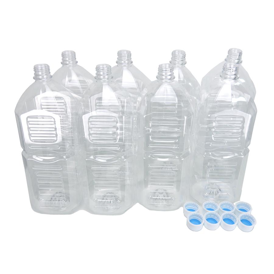 空 ペットボトル容器 2L 角型 168本入 ふた付セット : 包装用品の谷津