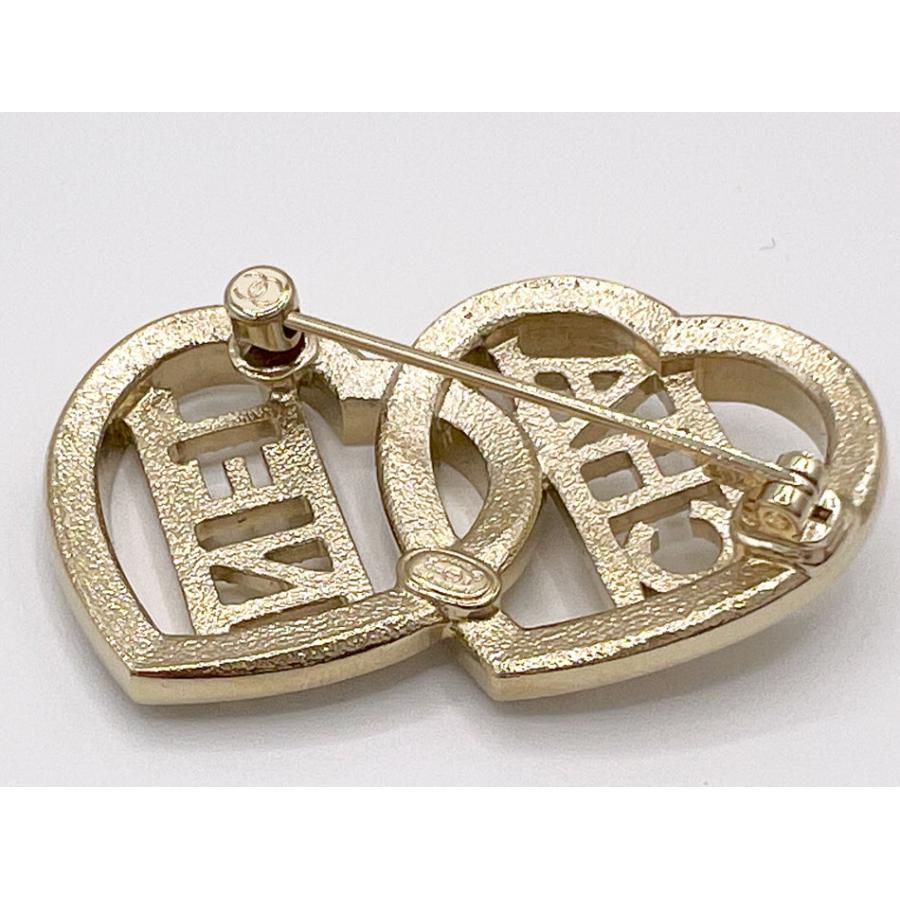 CHANEL（シャネル） ブローチ ダブル ハート モチーフ クリスタル ロゴ