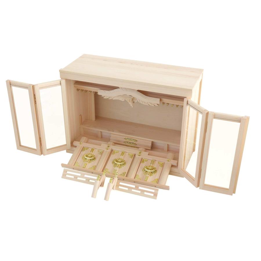 神棚 神具 仏具 やまこう 神棚セット 箱宮 三社 20号 大型 拝殿破風 東