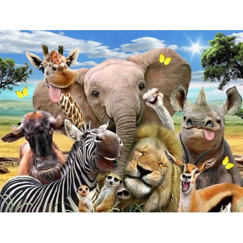 3Dジグソーパズル【アフリカの動物たちの自撮り写真】63ピース