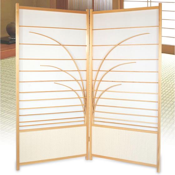 曲げ骨組子屏風 2連 屏風ついたて パーテーション つい立て 間仕切り