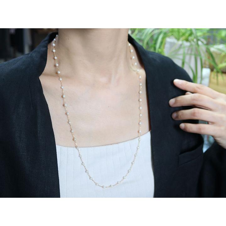 あこや真珠（和珠） K18YGステーションネックレス ロング66センチ