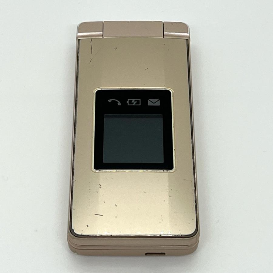 SHARP 807SH ゴールド折りたたみ携帯電話:SIMロック解除済 かんたん