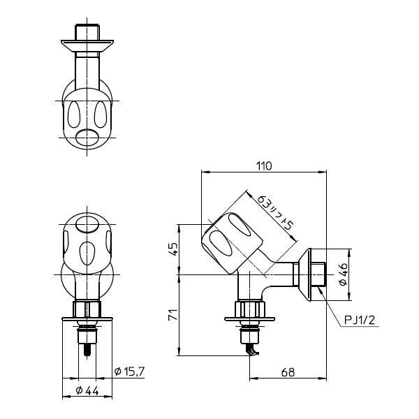SANEI 洗濯機用送り座水栓 一般地用 【品番：Y1431CTV-1-13】 : 生活