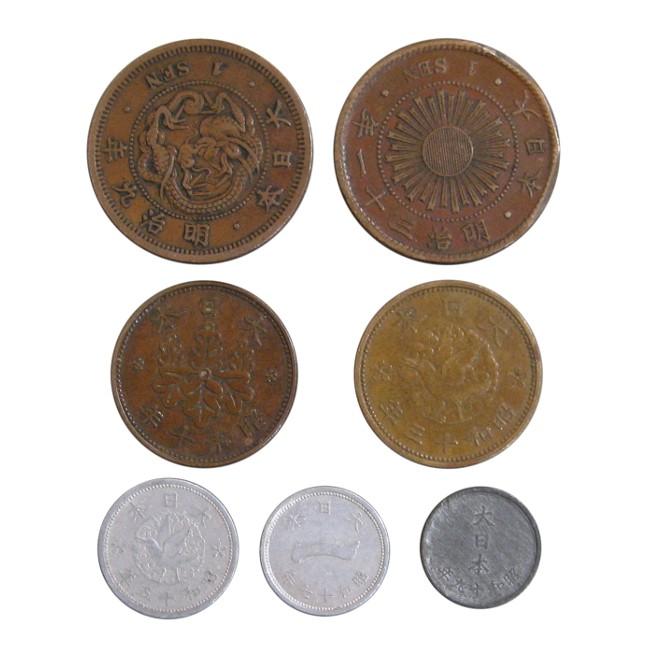 古銭 近代貨幣 明治 大正 昭和 1銭 全種 7種 7枚セット : yuuhiflower
