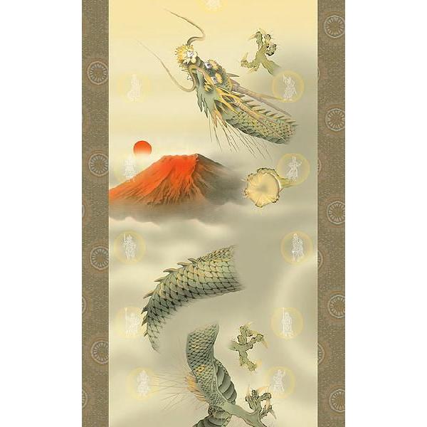 掛軸 (掛け軸) 十二神将昇龍図 石田芳園 （尺五立・紙箱入り）約横54.5