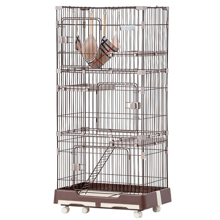 BTM 猫 ケージ キャットケージ 3段 ペットケージ キャスター付 猫