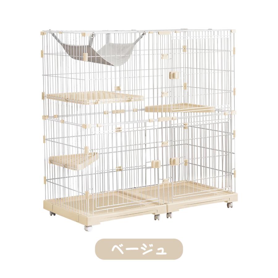 BTM 【掃除しやすいトレー】猫 ケージ キャットケージ 2段 幅広設計