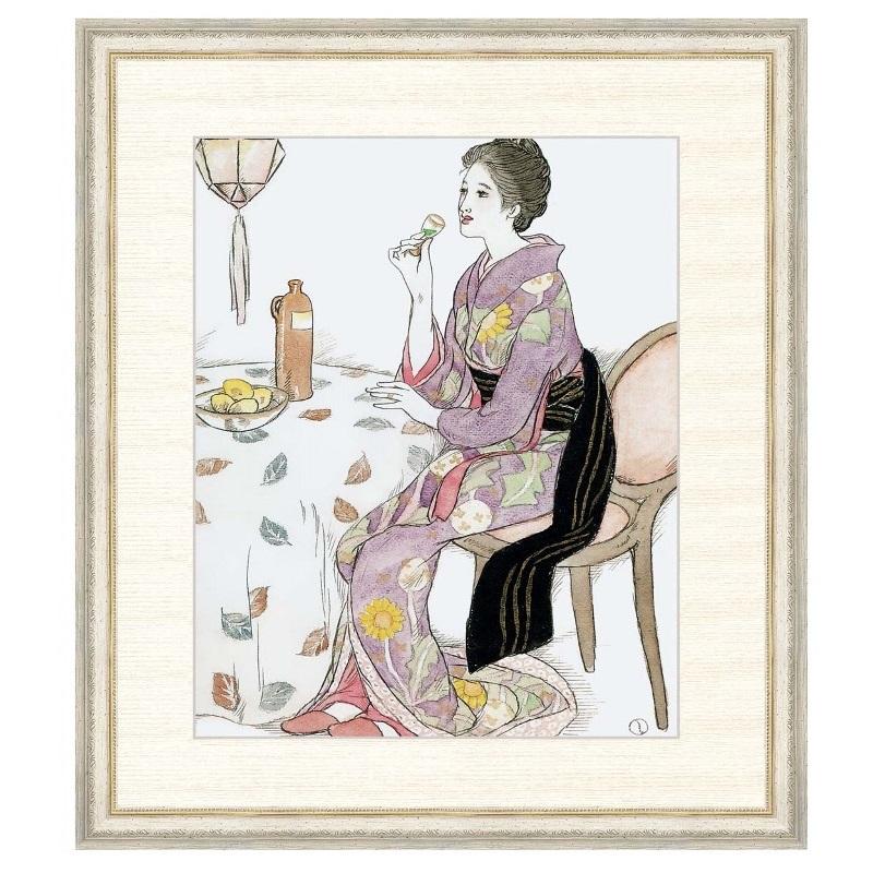 日本の名画 竹久夢二 青い酒 F8 [g4-bn062-F8] : 人形のゆめさき