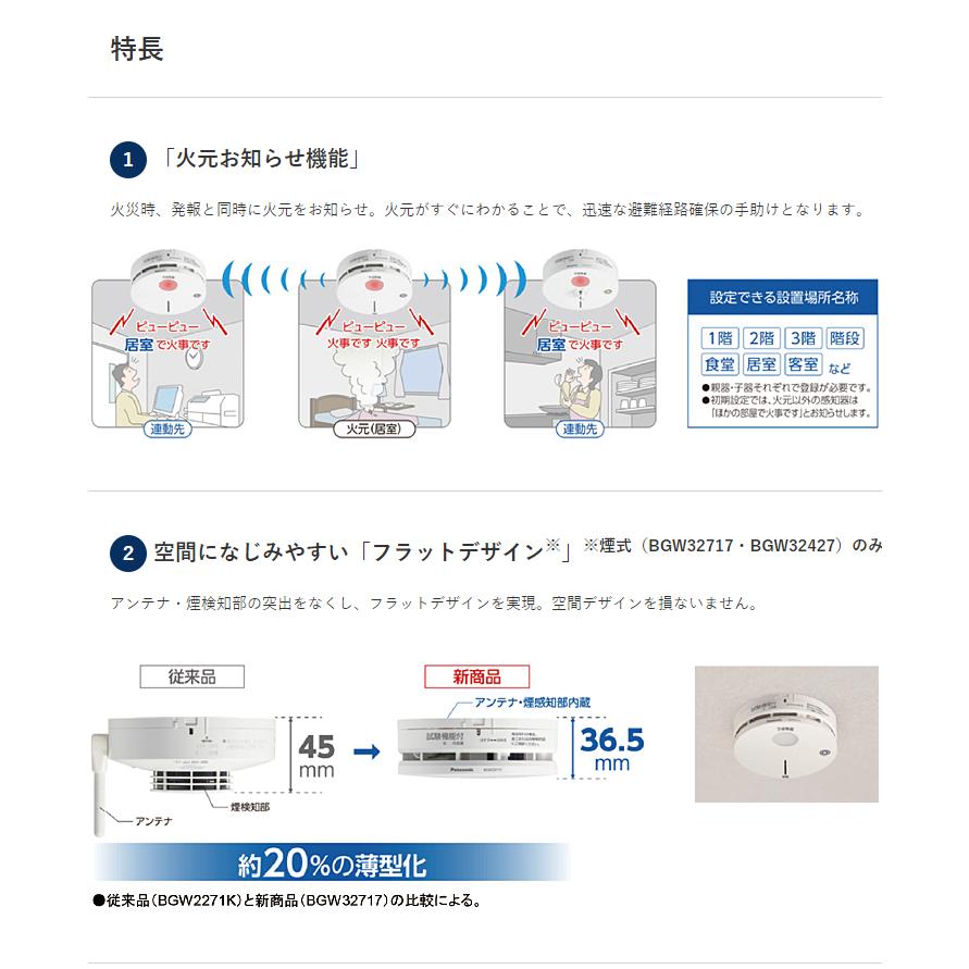 Panasonic（パナソニック） BGW32717 特定小規模施設用感知器 光電式