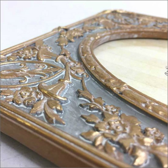 メール便送料無料】 アンティーク フォトフレーム エンボス フラワー