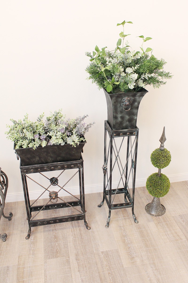 プランター アンティーク風 アイアン フラワーポット ライオン