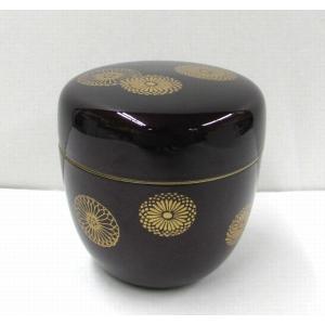 中棗 黒塗 蝶蒔絵 樹脂製(プラスチック製) 綺麗な蝶が飛び交っています