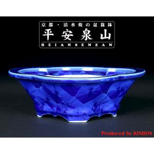 盆栽鉢 植木鉢 「平安泉山紫結晶木瓜式鉢 大」 山草鉢 清水焼 京焼
