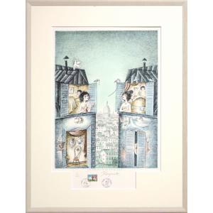 レイモン・ペイネ「 秋のヴァイオリン 」リトグラフ 版画 絵画 人物