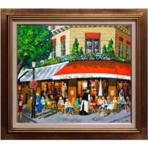 油彩画 油絵 絵画 カフェテリア M8号 ヨーロッパ風景画 ゴッホの絵画