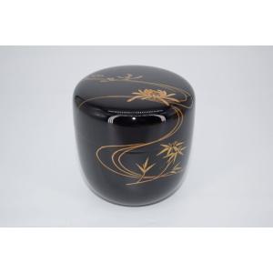 茶道具 なつめ お薄器 ひな祭り 中棗 朱 立雛蒔絵 縁金 中村湖彩作